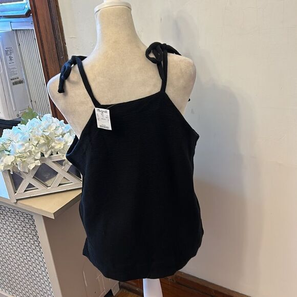 Madewell black shoulder tie tank top Size L New - Picture 7 of 9